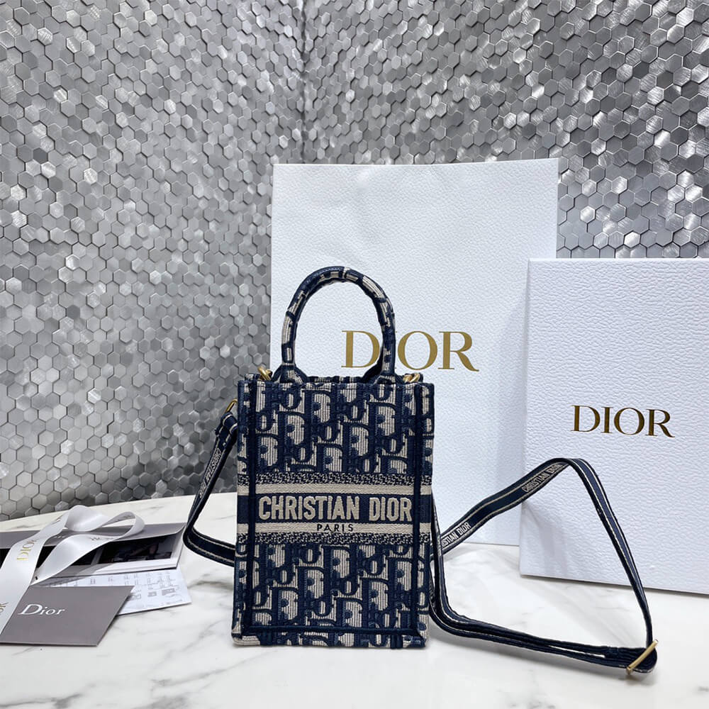mini D*or book tote phone bag