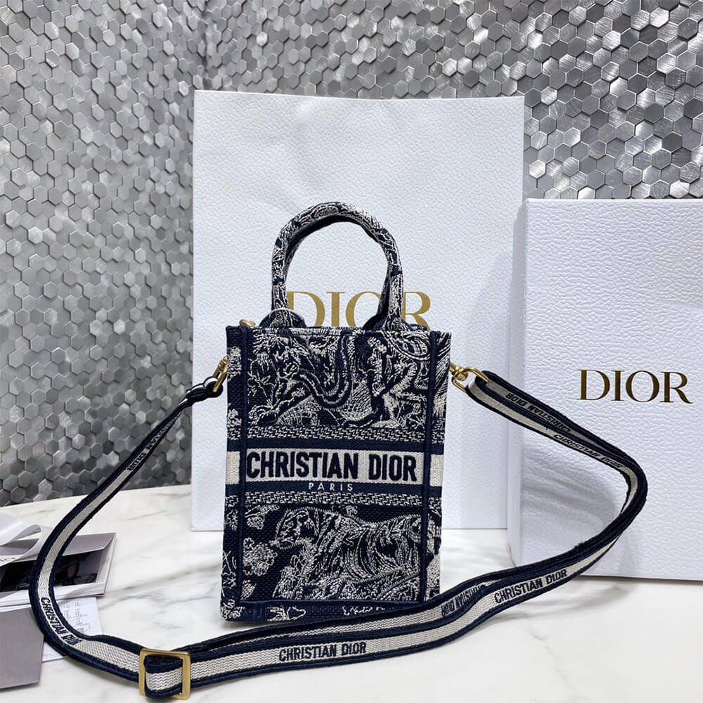 mini D*or book tote phone bag