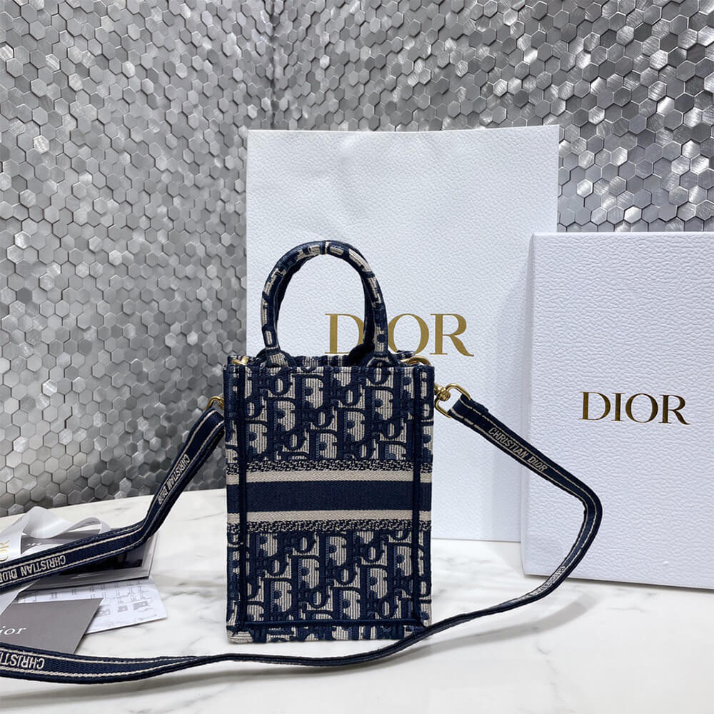mini D*or book tote phone bag