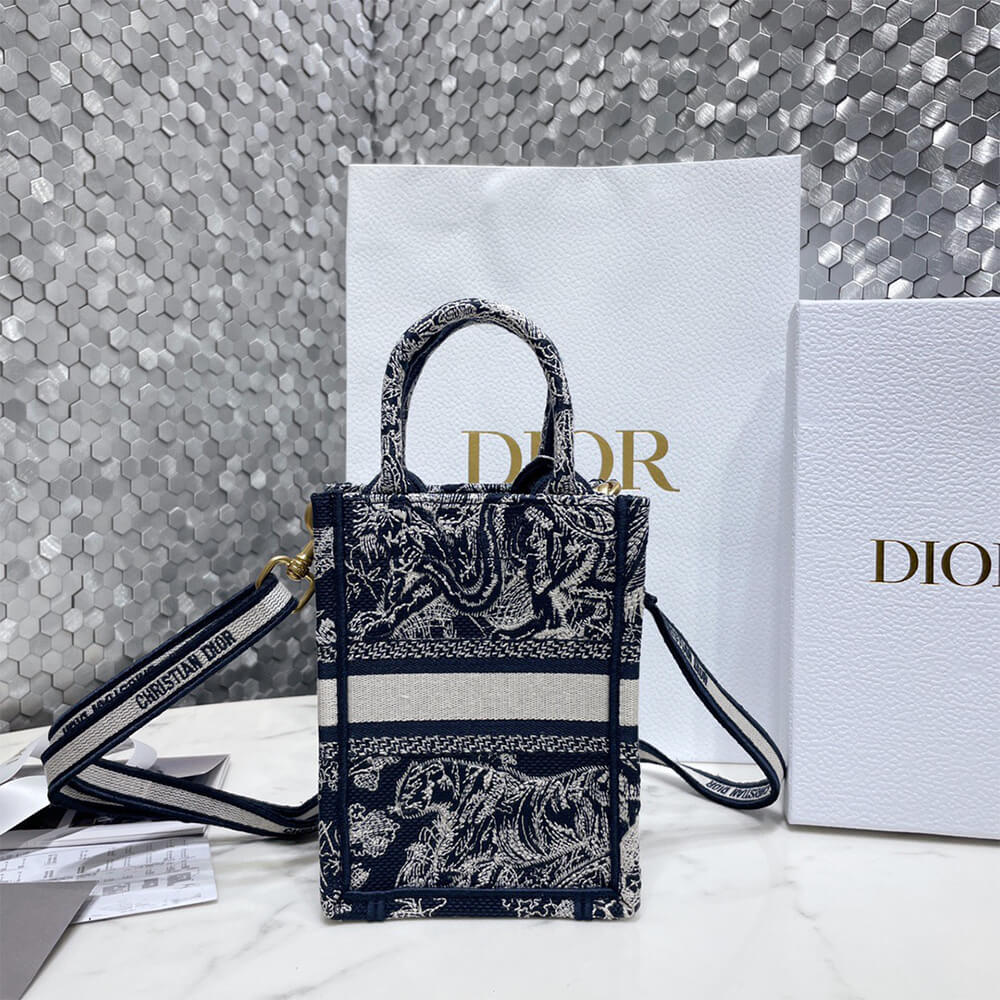 mini D*or book tote phone bag