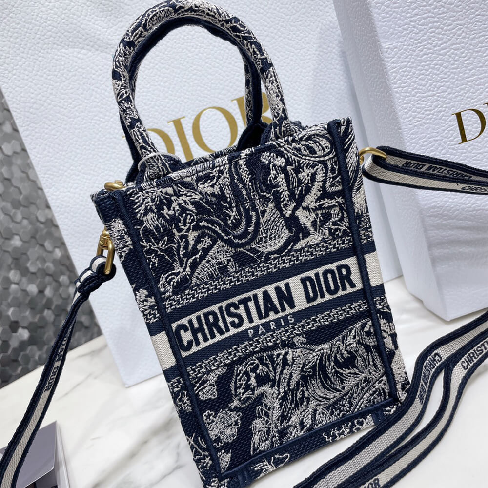 mini D*or book tote phone bag