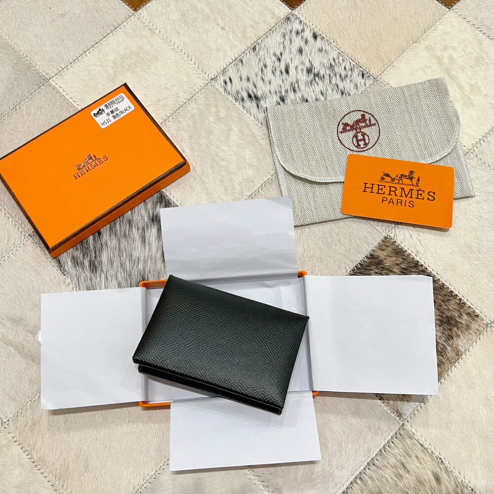 H**mes calvi duo compact card holder