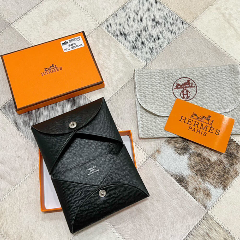 H**mes calvi duo compact card holder
