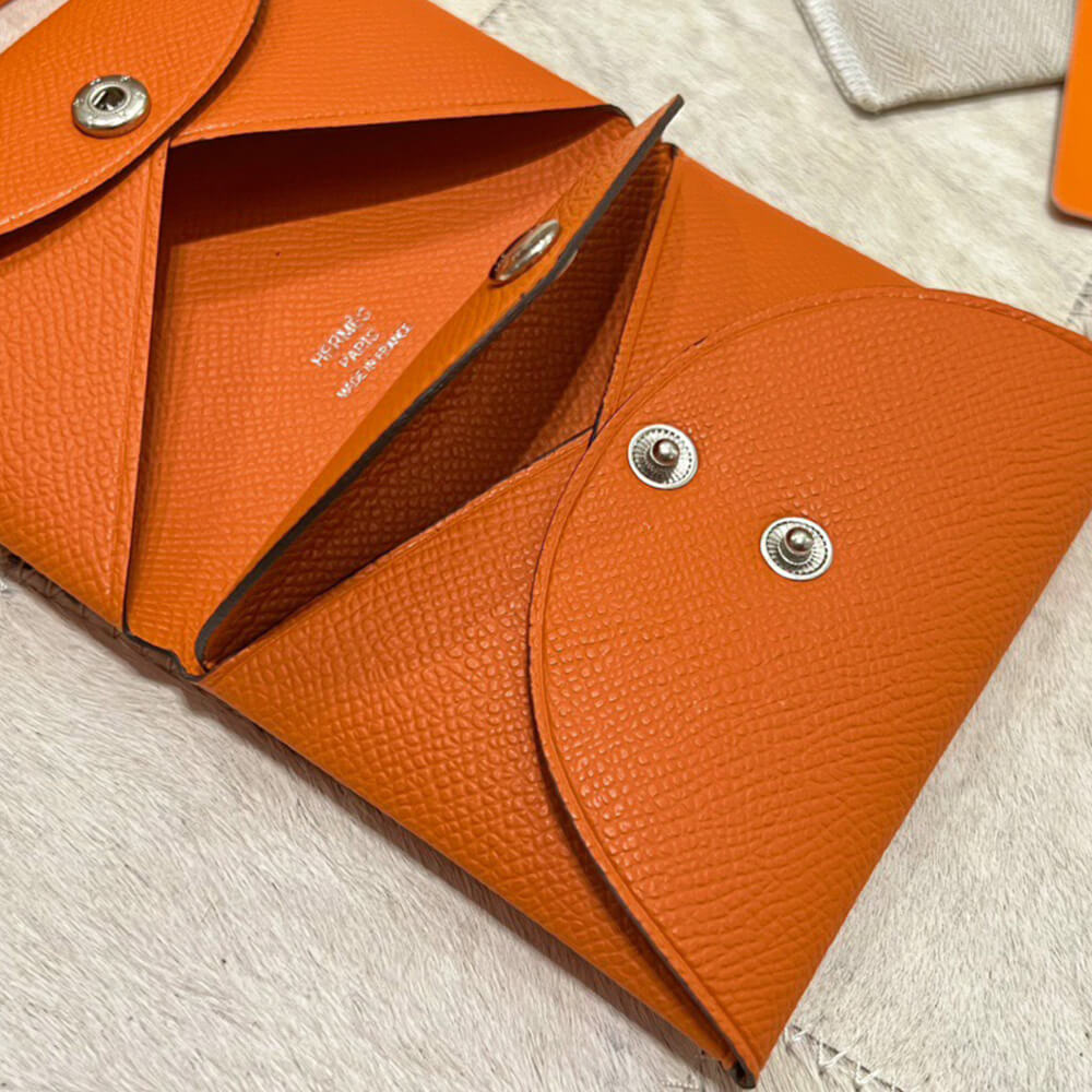 H**mes calvi duo compact card holder