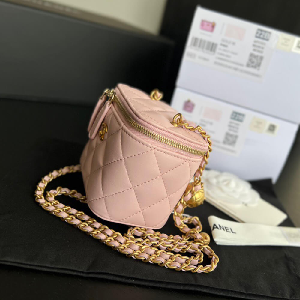 Ch*el quilted pearl crush mini vanity case