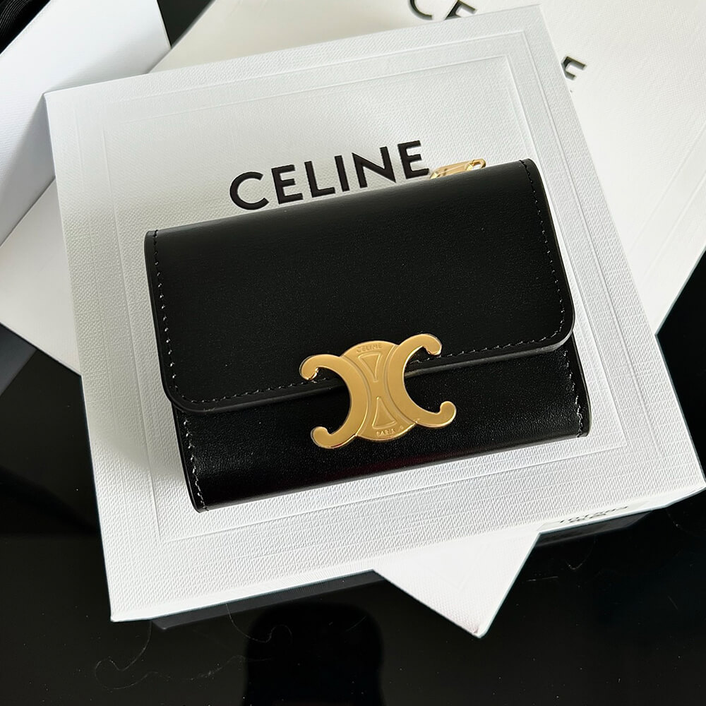 Ce**e compact wallet with coin triomphe in shiny calfskin(high-end grade)