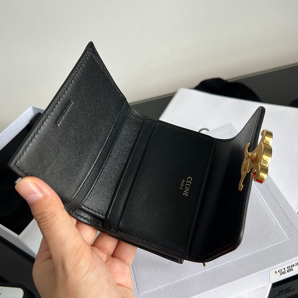Ce**e compact wallet with coin triomphe in shiny calfskin(high-end grade)