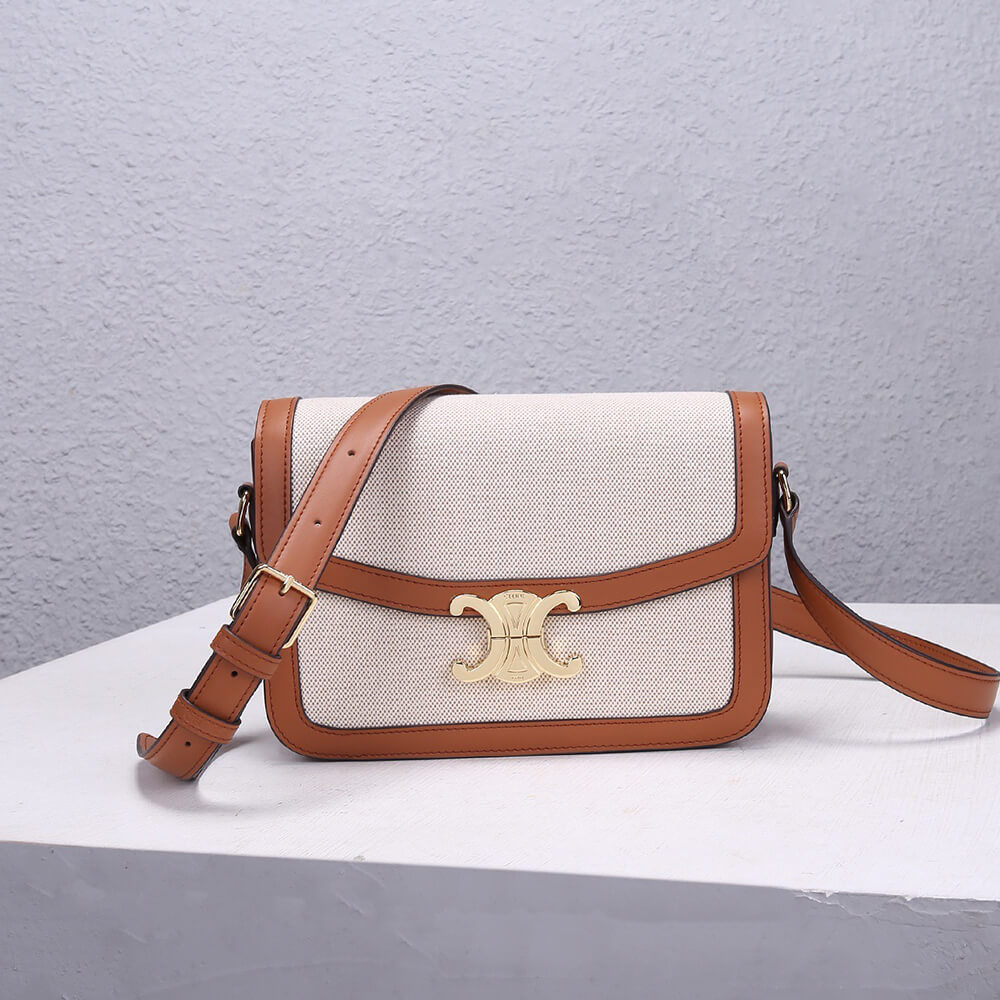 Ce**e classique triomphe bag in triomphe canvas and calfskin