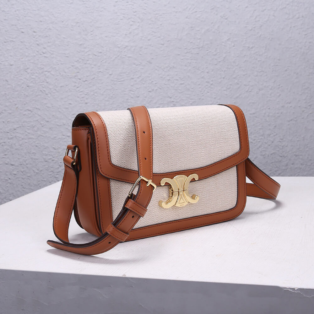 Ce**e classique triomphe bag in triomphe canvas and calfskin
