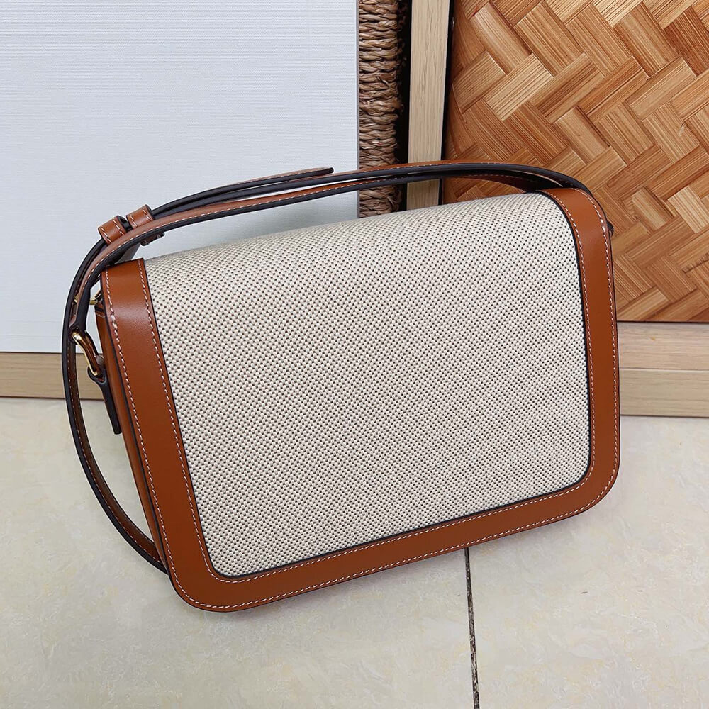 Ce**e classique triomphe bag in triomphe canvas and calfskin(high-end grade)