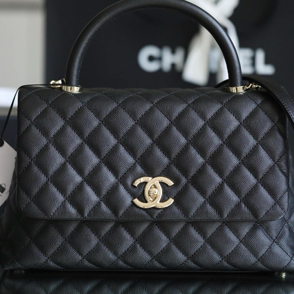 Ch*el large flap bag with top handle(high-end grade)