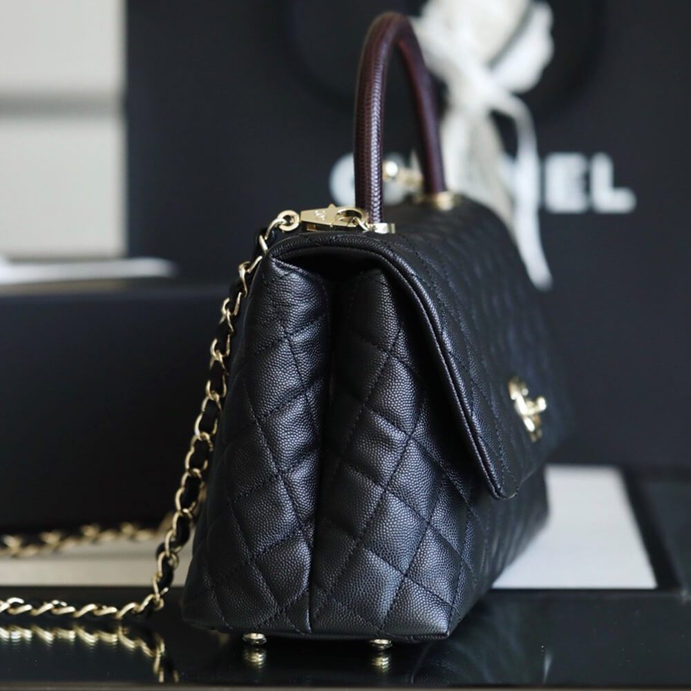 Ch*el large flap bag with top handle(high-end grade)