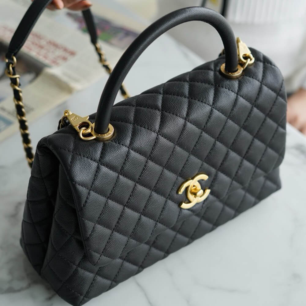 Ch*el large flap bag with top handle(high-end grade)