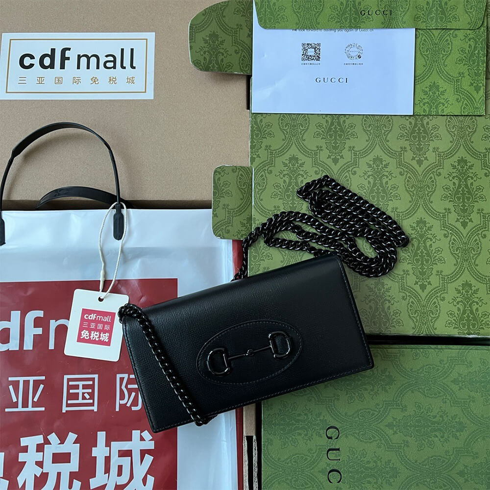 G*u*i horsebit 1955 wallet with chain wallet(high-end grade)