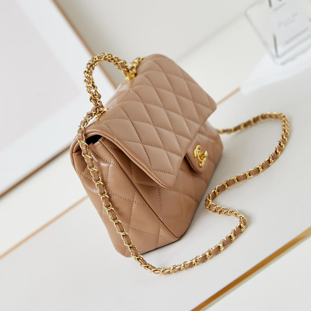 Ch*el flap bag with top handle