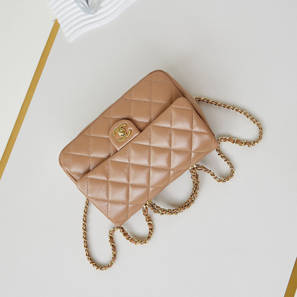 Ch*el flap bag with top handle