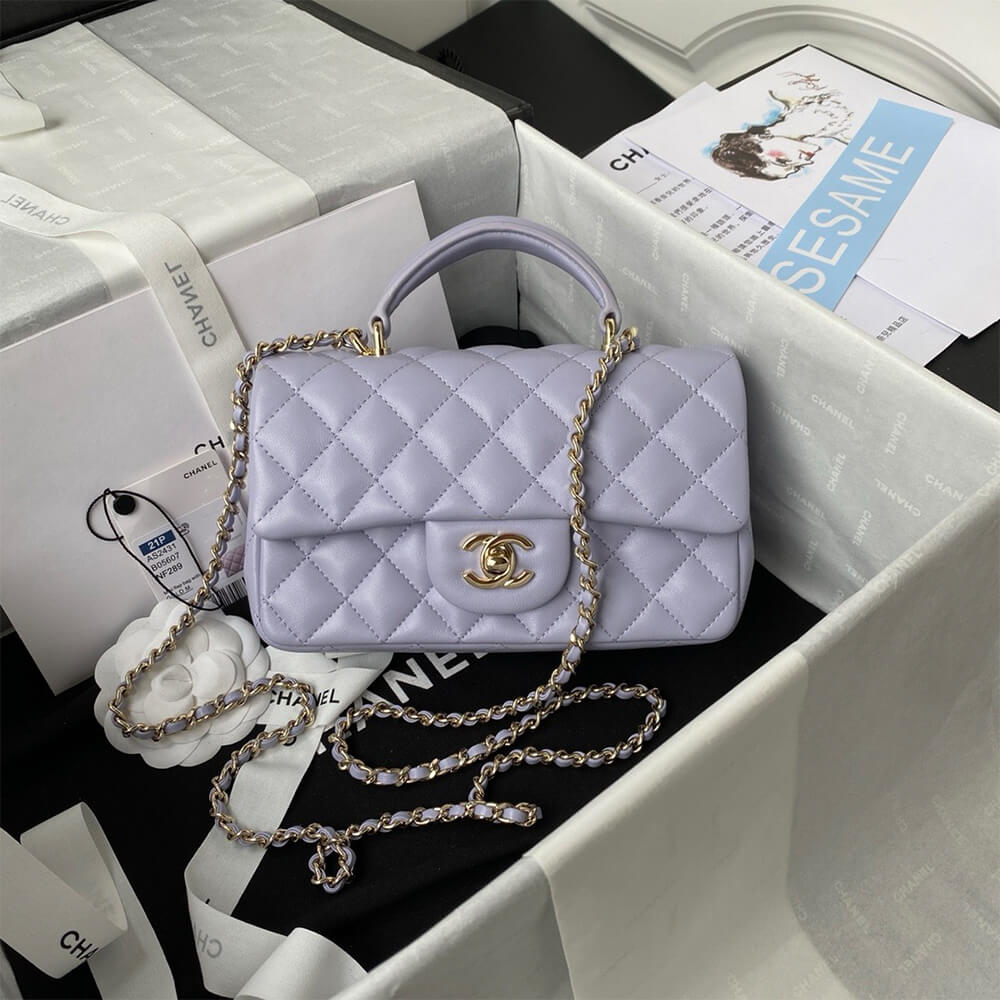 Ch*el mini classic handbag with top handle
