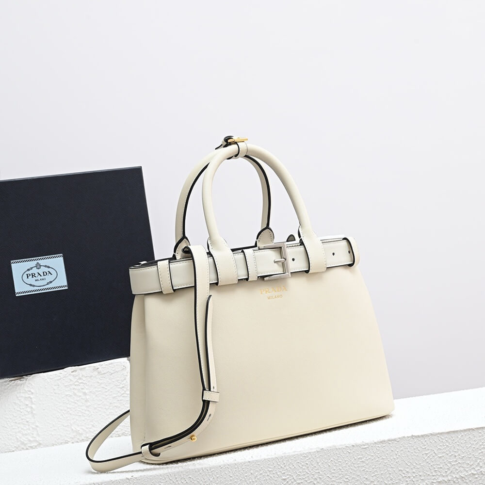 Pra*a buckle small leather handbag with belt(high-end grade)