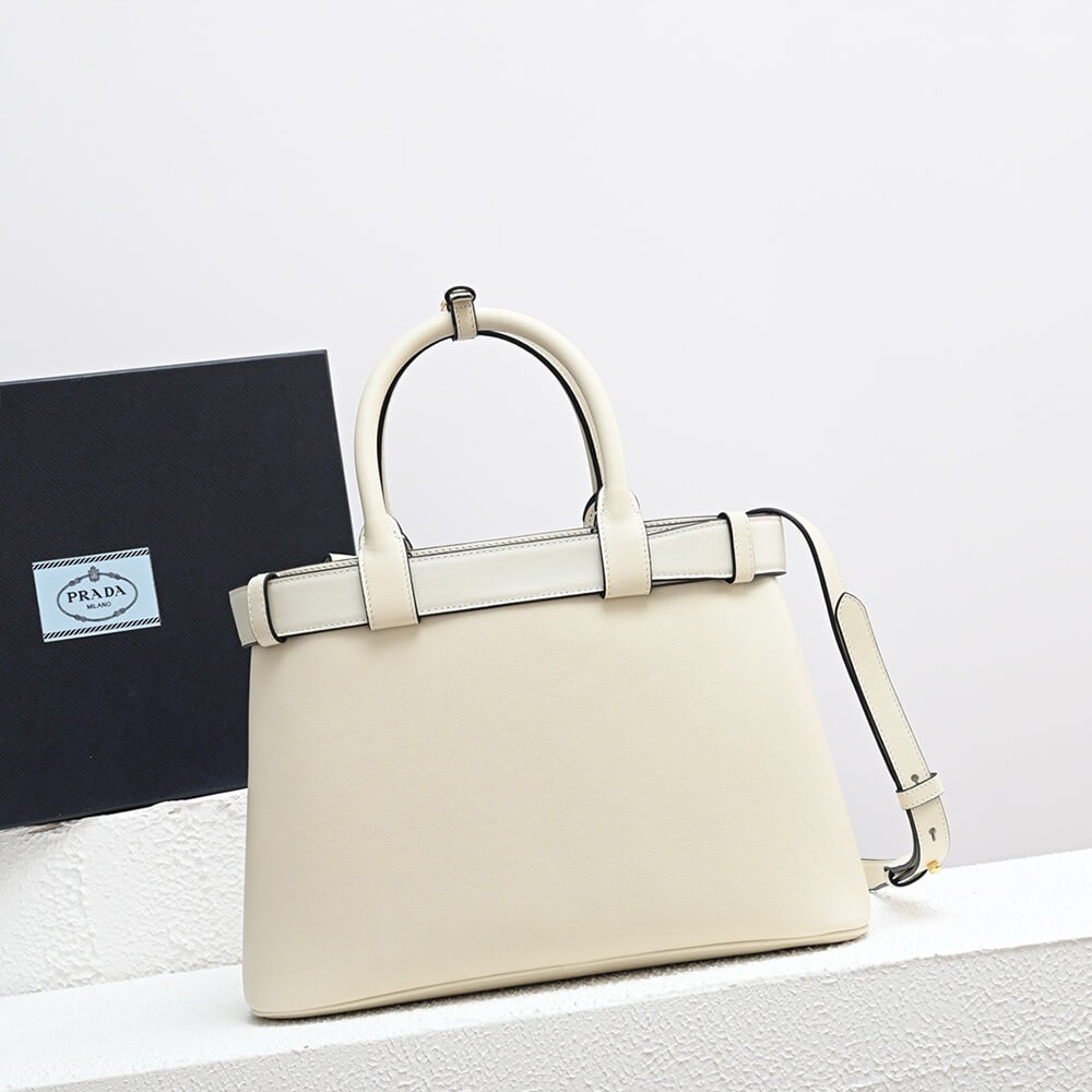 Pra*a buckle small leather handbag with belt(high-end grade)