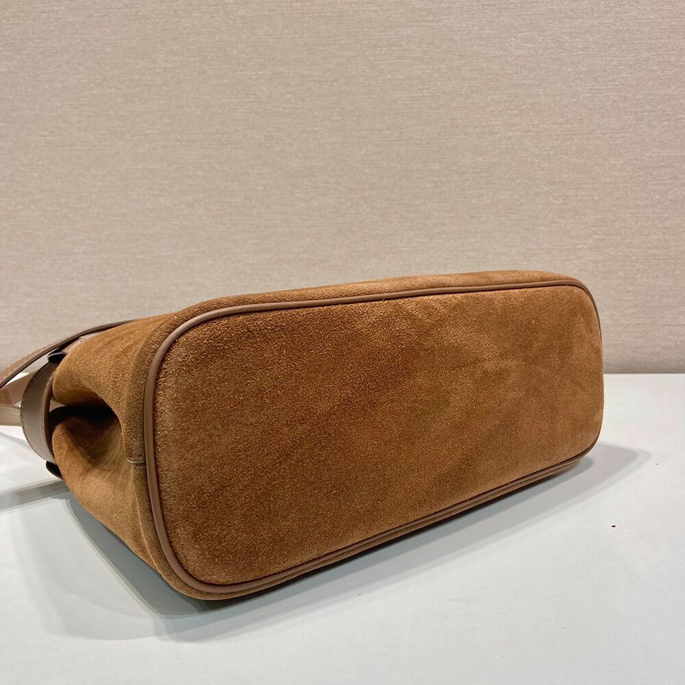 Pra*a buckle small suede handbag with belt(high-end grade)
