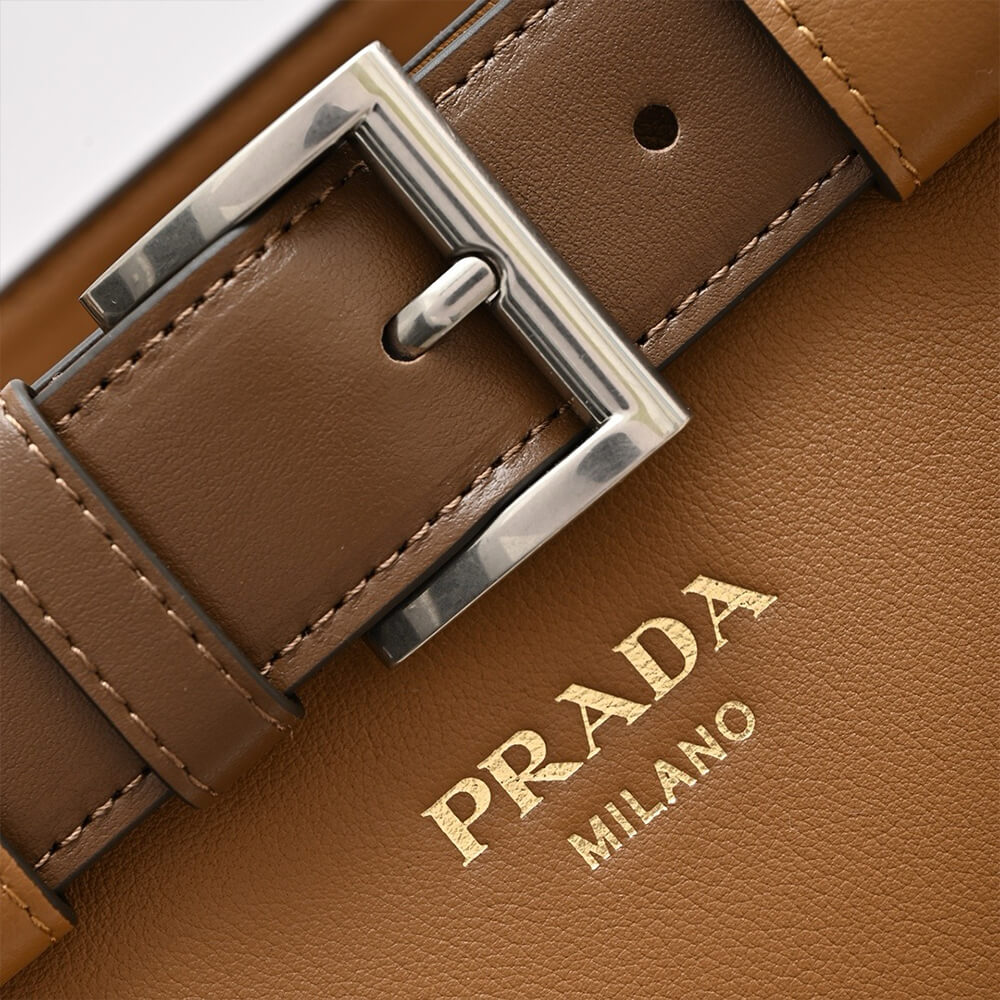 Pra*a buckle small leather handbag with belt(high-end grade)