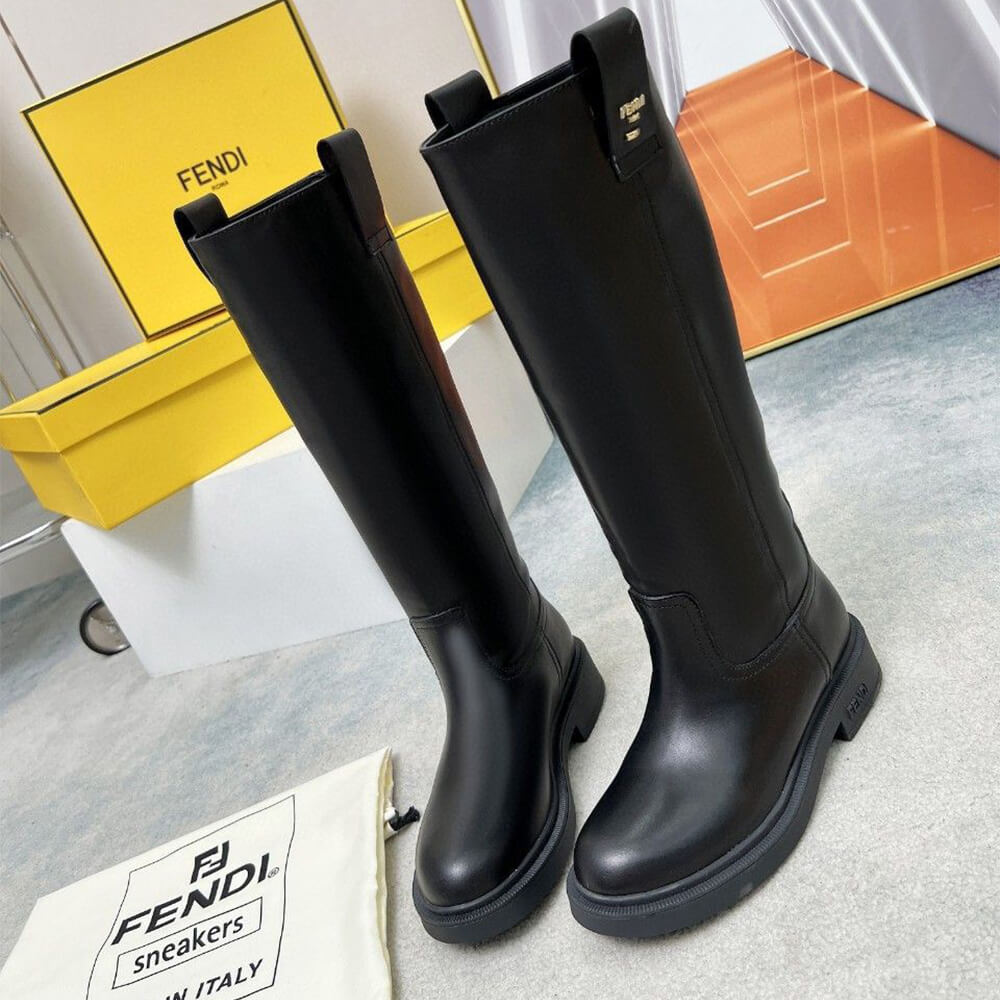 F**di filo black leather boots