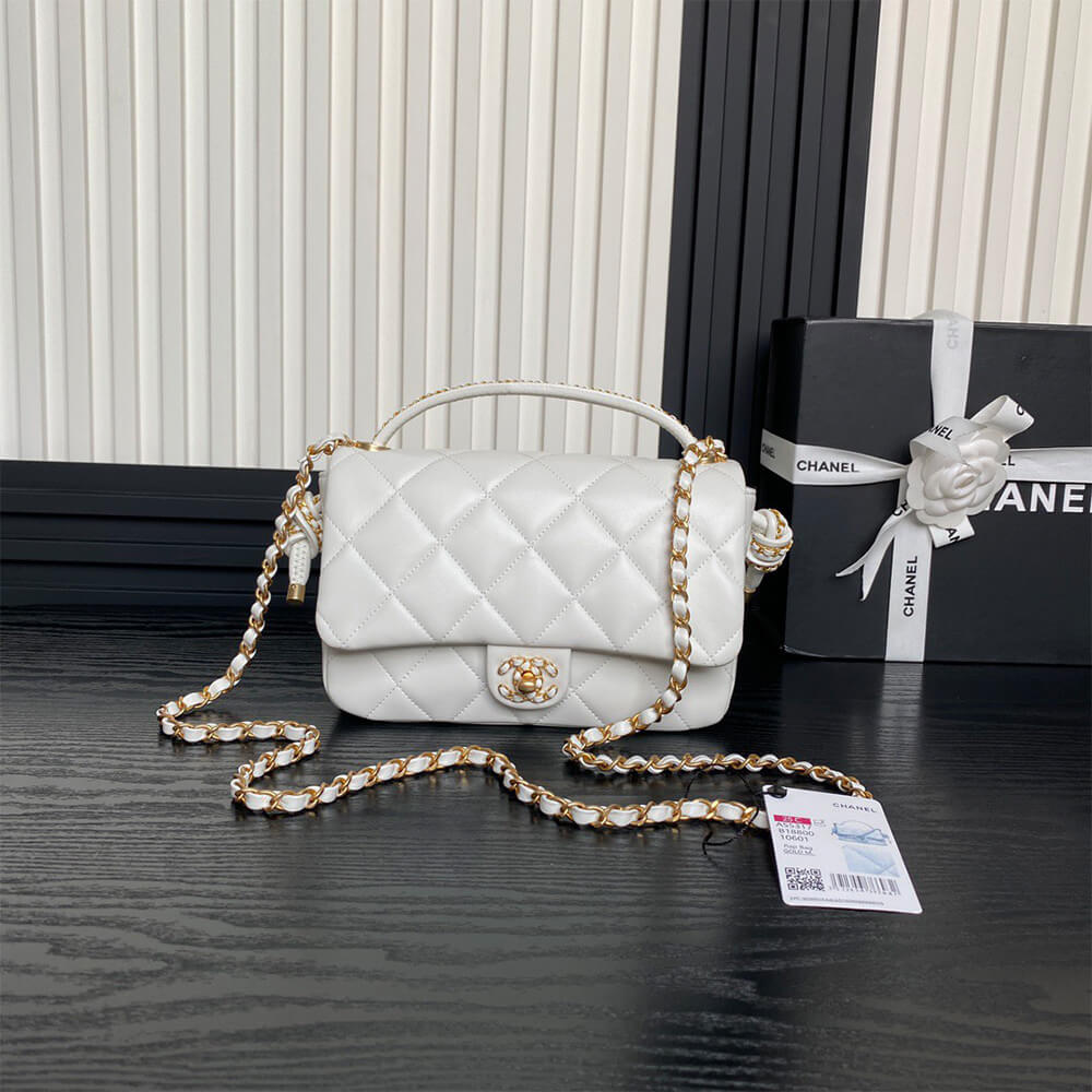 Ch*el flap bag with top handle(high-end grade)