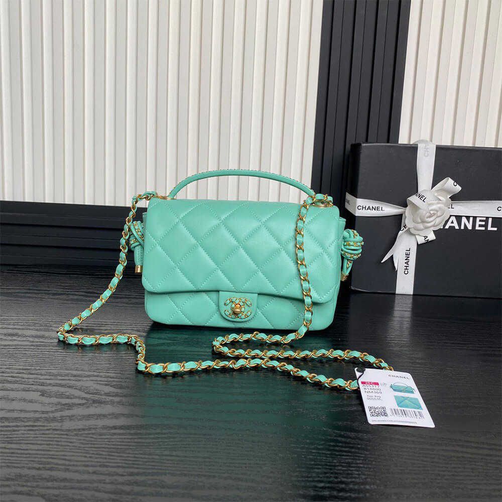 Ch*el flap bag with top handle(high-end grade)