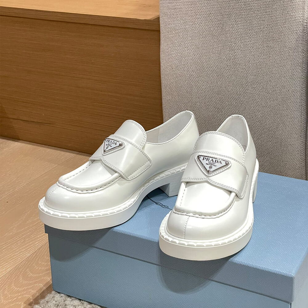 Pra*a chocolate brushed leather loafers