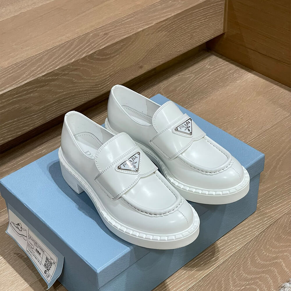Pra*a chocolate brushed leather loafers