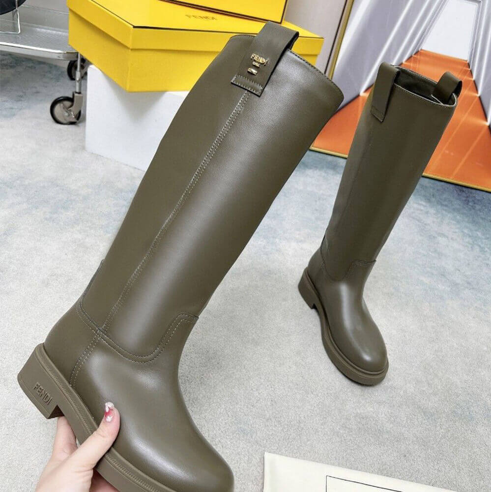 F**di filo green leather boots