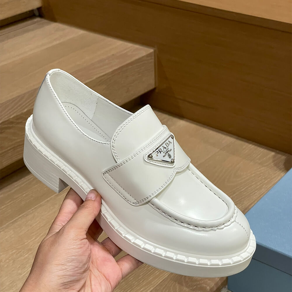 Pra*a chocolate brushed leather loafers