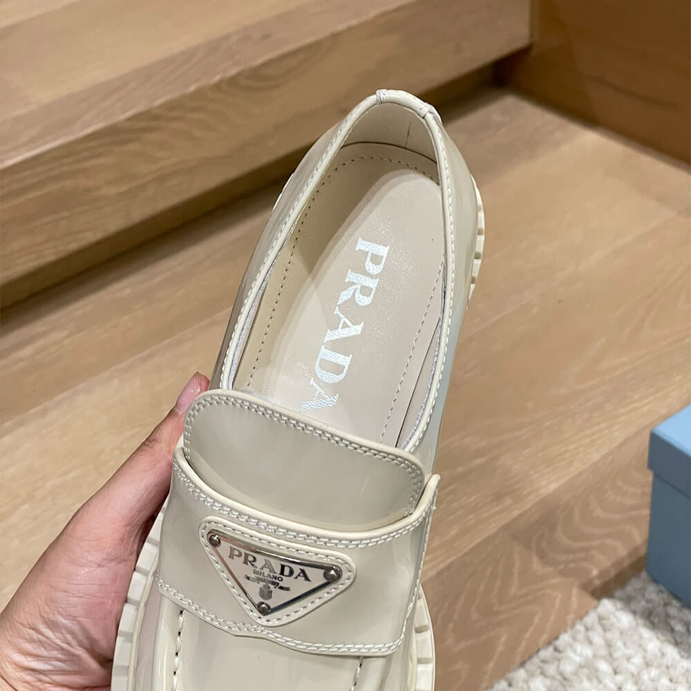 Pra*a chocolate brushed leather loafers