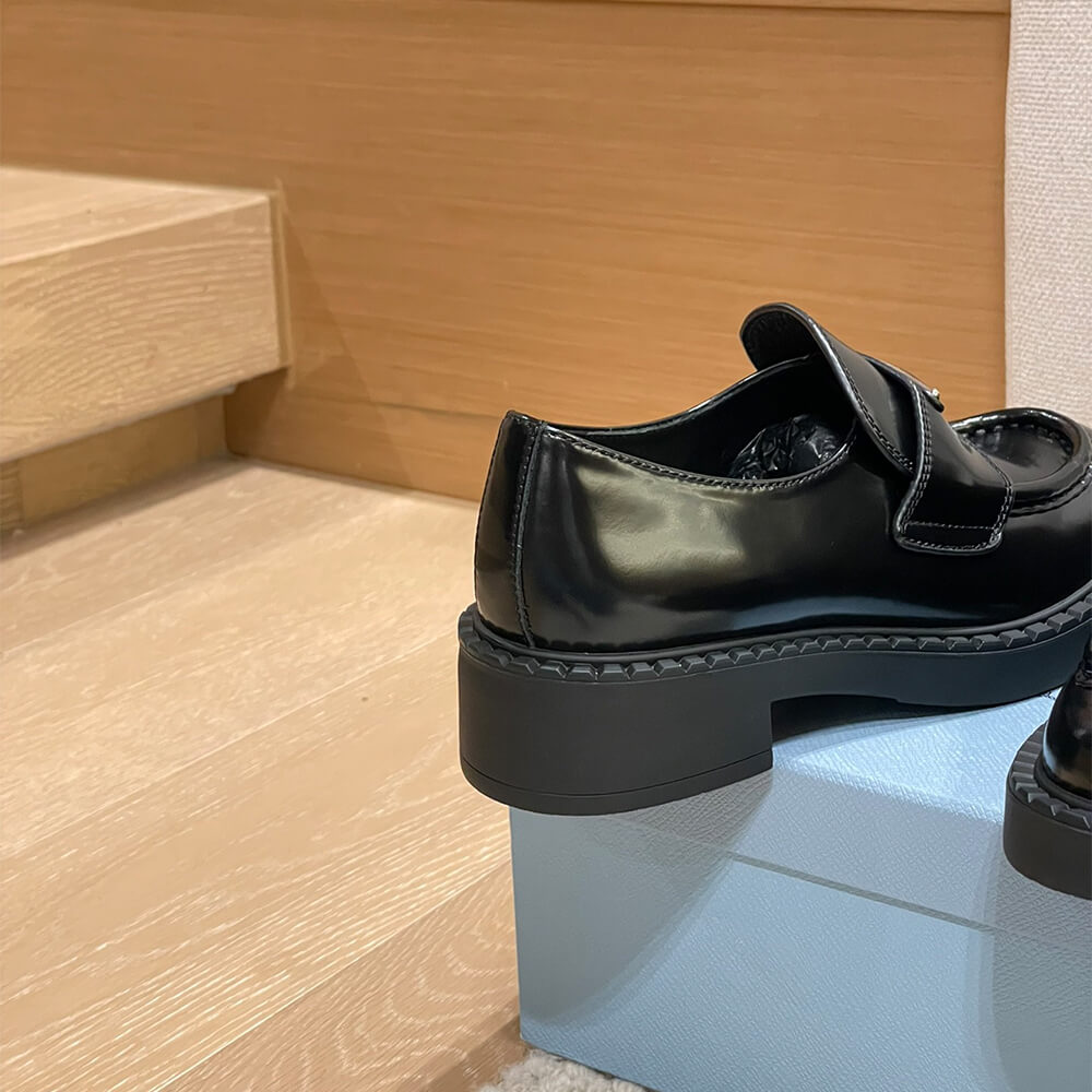 Pra*a chocolate brushed leather loafers