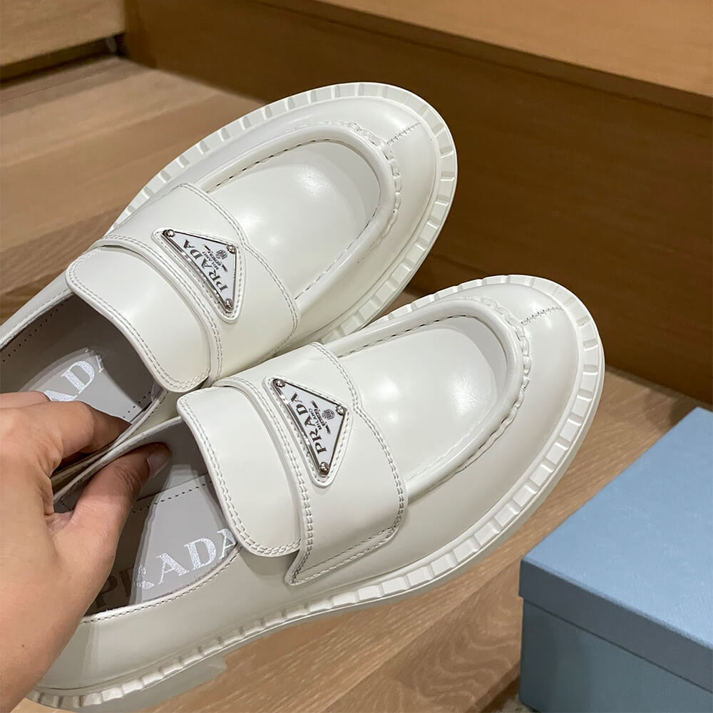 Pra*a chocolate brushed leather loafers